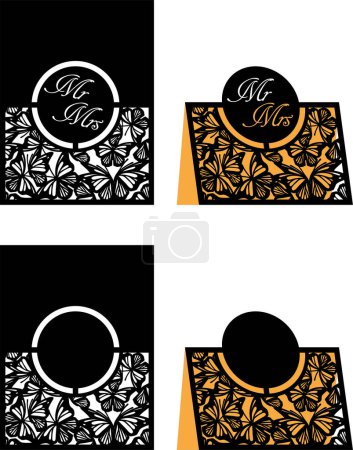Illustration for Wedding or holiday card for laser cutting - Royalty Free Image