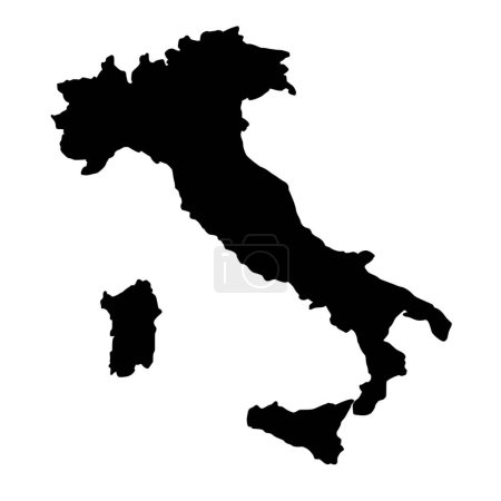 Téléchargez les illustrations : Silhouette vectorielle de l'Italie Carte sur fond blanc - en licence libre de droit
