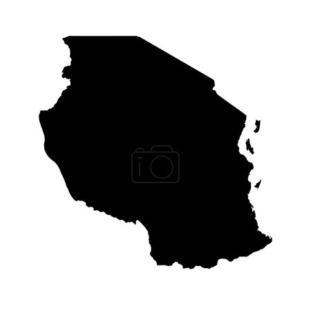 Vector silhouette of Tanzania Map on white background