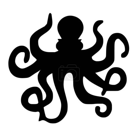 Illustration for Vector silhouette of octopus on white background - Royalty Free Image