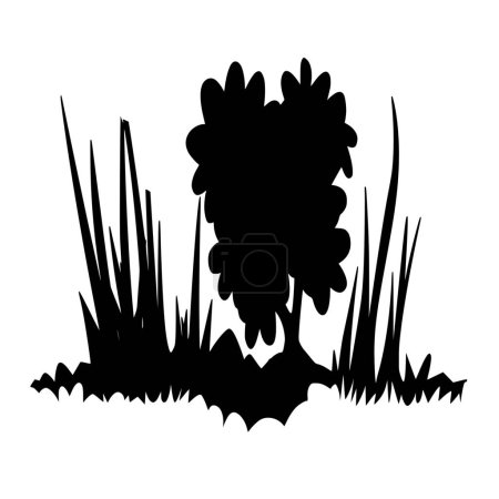 Vector silhouette of plants on white background