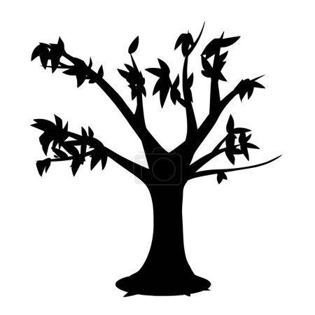 Vector silhouette of tree on white background