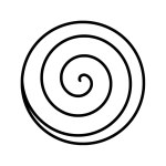 Vector silhouette of bold spiral on white background