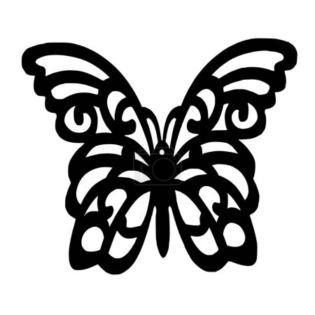 Téléchargez les illustrations : Silhouette vectorielle de papillon sur fond blanc - en licence libre de droit