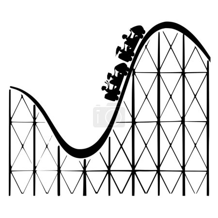 Illustration for Vector silhouette of roller coaster on white background - Royalty Free Image