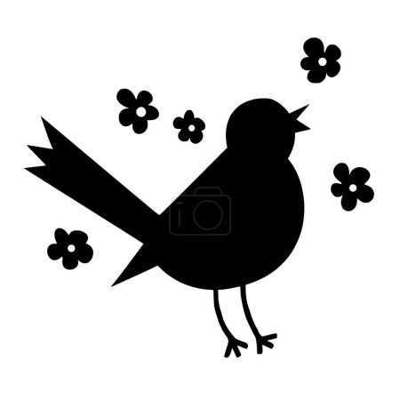 Ilustración de Silueta vectorial de pájaro sobre fondo blanco - Imagen libre de derechos
