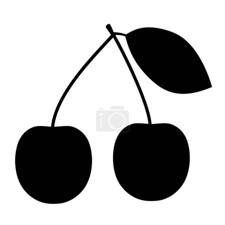Vector silhouette of cherry on white background