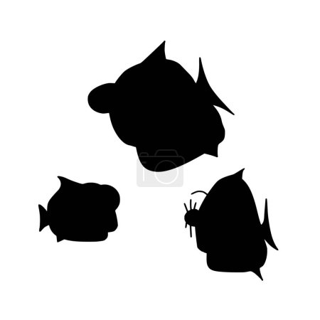 Ilustración de Silueta vectorial de peces sobre fondo blanco - Imagen libre de derechos