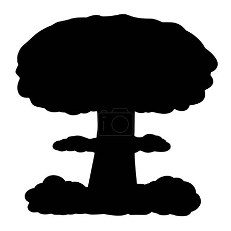 Téléchargez les illustrations : Silhouette vectorielle de l'explosion nucléaire sur fond blanc - en licence libre de droit