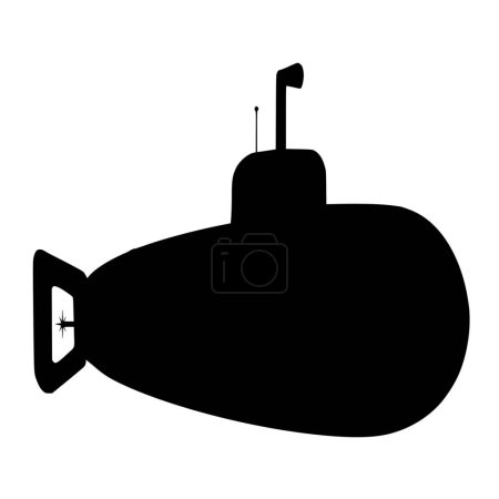 Téléchargez les illustrations : Silhouette vectorielle de sous-marin sur fond blanc - en licence libre de droit