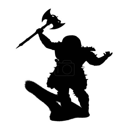 Téléchargez les illustrations : Silhouette vectorielle du guerrier sur fond blanc - en licence libre de droit