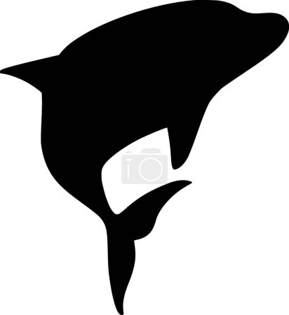 Téléchargez les illustrations : Silhouette vectorielle de dauphin sur fond blanc - en licence libre de droit