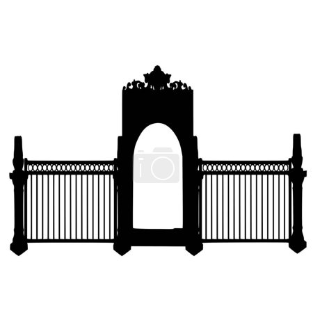 Vector silhouette of fence on white background