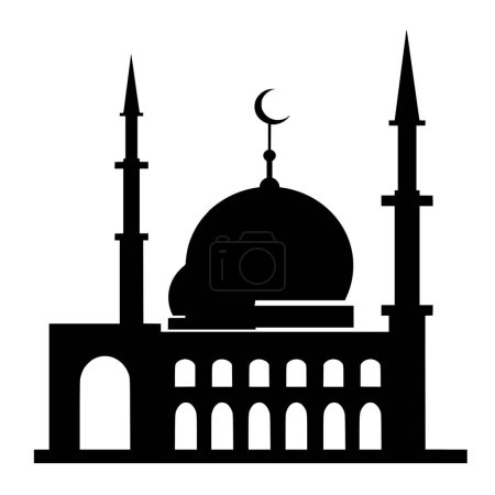 Téléchargez les illustrations : Silhouette vectorielle de la mosquée sur fond blanc - en licence libre de droit