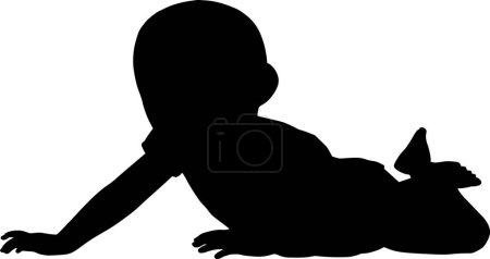 Téléchargez les illustrations : Silhouette vectorielle de bébé sur fond blanc - en licence libre de droit