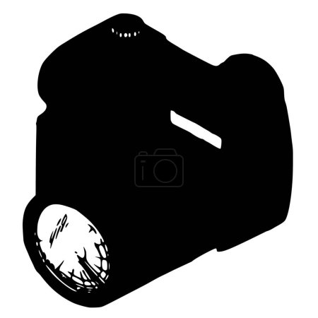 Téléchargez les illustrations : Silhouette vectorielle de la caméra sur fond blanc - en licence libre de droit
