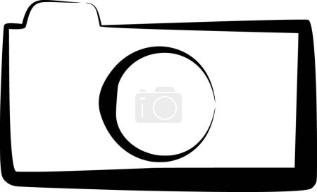 Téléchargez les illustrations : Silhouette vectorielle de la caméra sur fond blanc - en licence libre de droit