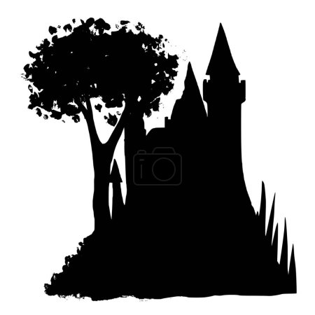 Vector silhouette of castle on white background