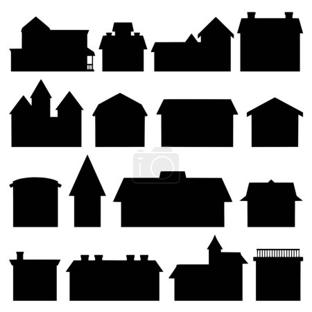 Téléchargez les illustrations : Silhouette vectorielle de la maison sur fond blanc - en licence libre de droit