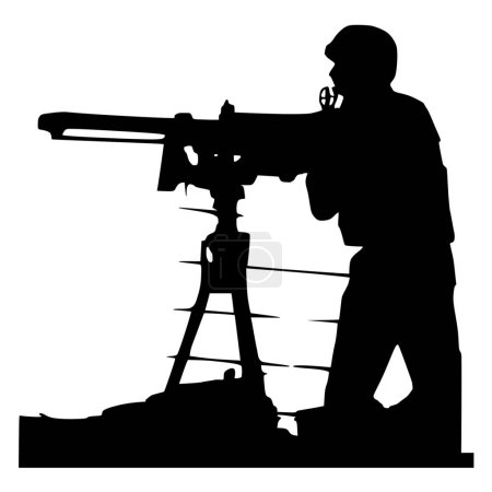 Illustration for Vector silhouette of Soldier on white background - Royalty Free Image