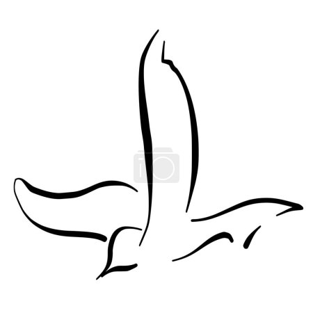 Téléchargez les illustrations : Silhouette vectorielle de Bird sur fond blanc - en licence libre de droit