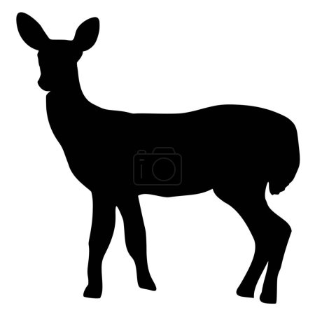 Vector silhouette of deer on white background
