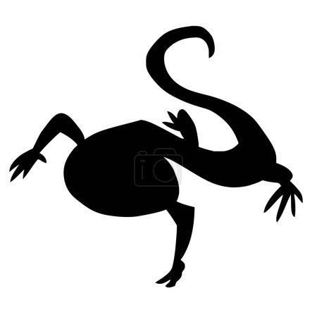 Téléchargez les illustrations : Silhouette vectorielle de gecko sur fond blanc - en licence libre de droit