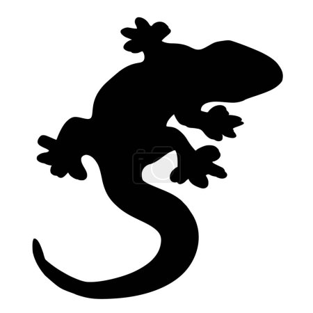 Ilustración de Silueta vectorial de gecko sobre fondo blanco - Imagen libre de derechos