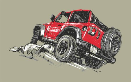 Ilustración de Vehículo de aventura todoterreno. Grungy estilo vector ilustración - Imagen libre de derechos