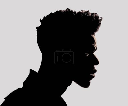 Illustration for Black man side view silhouette, vector illustration - Royalty Free Image