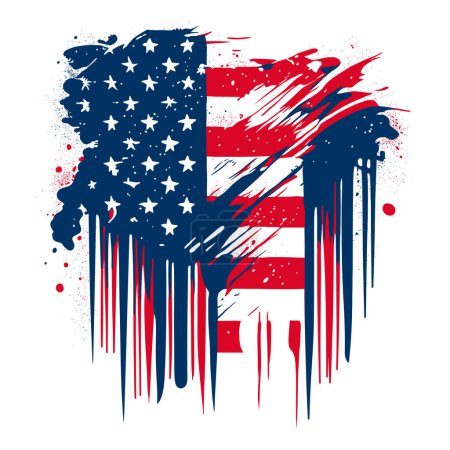 Téléchargez les illustrations : Grunge American flag vector illustration - en licence libre de droit