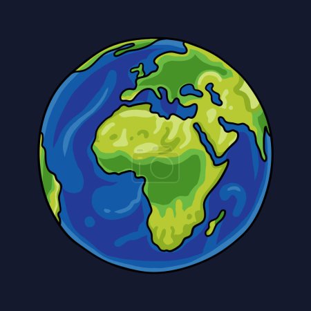 globe terrestre Doodle, illustration vectorielle dessinée à la main