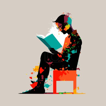 Illustration for Man reading. Abstract vector illustration - Royalty Free Image