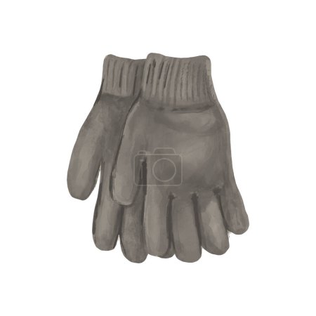 Watercolor vector illustration of gloves.