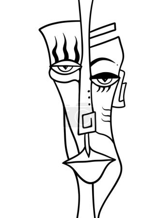 Ein Gesicht in Vektorlinienkunst mit abstraktem Stil.