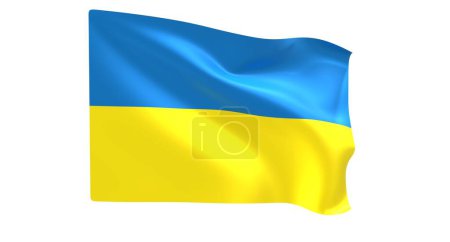 Photo for Ukraine national flag waving on white background. 3 d rendering - Royalty Free Image