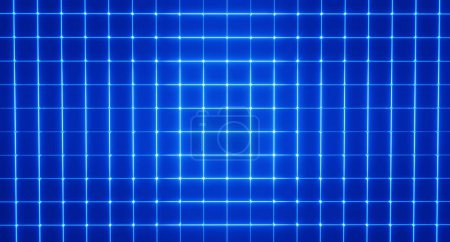 Photo for Blue neon abstract grid background - Royalty Free Image