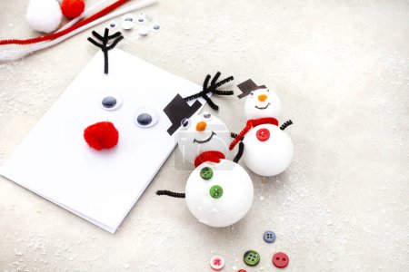 Snowman Artisanat de Noël avec carte de renne 