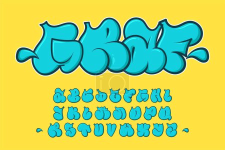 Foto de Font Alphabet Blue Street Graffiti text vector Letters - Imagen libre de derechos