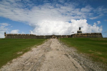 Photo for Puerto rico fort historic landmark with cloudy sky - Royalty Free Image