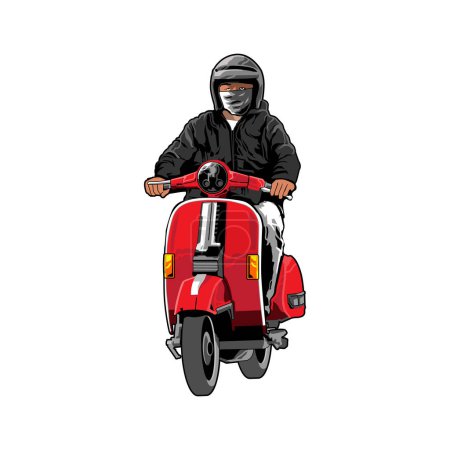 Téléchargez les illustrations : Vecteur vintage scooter nostalgie - en licence libre de droit