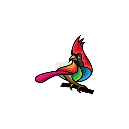 Illustration for Cardinal Bird Colorful Illustration Vector Stock - Royalty Free Image