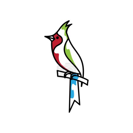 Téléchargez les illustrations : Cardinal oiseau Illustration colorée vecteur stock - en licence libre de droit