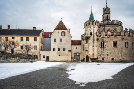 Photo for Varna, Bolzano, Italy - January 4, 2022: View of the Novacella Abbey at winter. - Royalty Free Image