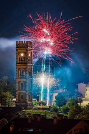Photo for Explosion of colors. Fireworks in Cassacco, Friuli, Italy. - Royalty Free Image