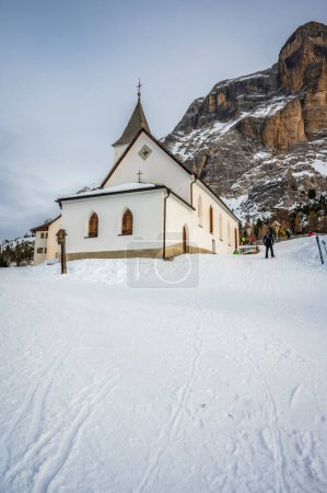 Photo for Alta Val Badia in winter. The village of La Val surrounded by the Dolomites - Royalty Free Image