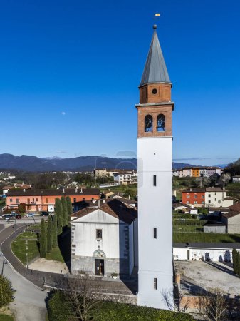Photo for Bell tower of the church of Raspano di Cassacco - Royalty Free Image
