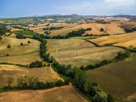 Foto de Hermosa vista de Montepulciano, ciudad en la cima de la colina en Toscana, Italia - Imagen libre de derechos