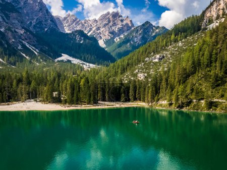 Photo for Dream Dolomites. Reflections on Lake Braies. - Royalty Free Image