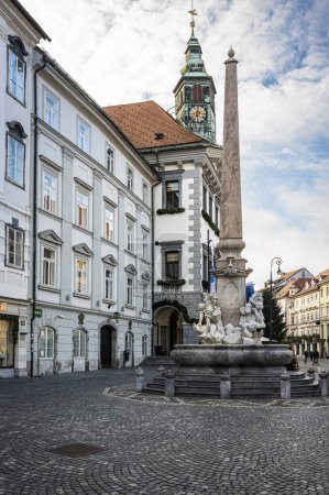Photo for Slovenia, Ljubljana - 27 december 2022: scenic shot of old city of Ljubljana, capital of Slovenia - Royalty Free Image